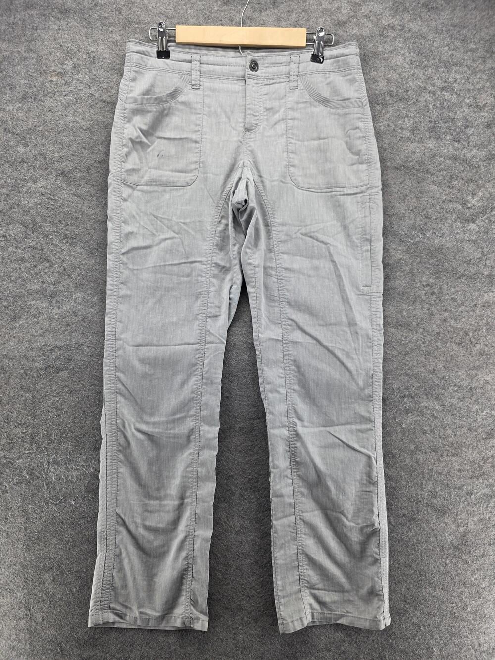 Kuhl Pants Womens 8 Gray Herringbone Cargo Straight Leg Stretch Twill Casual